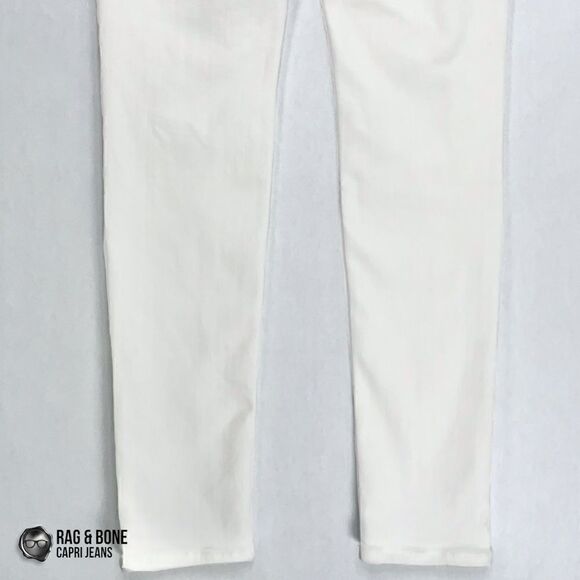 RAG & BONE SKINNY CAPRI JEANS WITH DISTRESSED KNEE HOLES NWT IN BRIGHT WHITE 27 - Picture 12 of 16